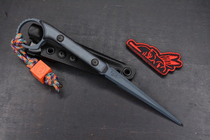 RARE Half Face Cardiac Spike Blue G-10 w/ TKW Frankart Bead & Patch Re Microtech
