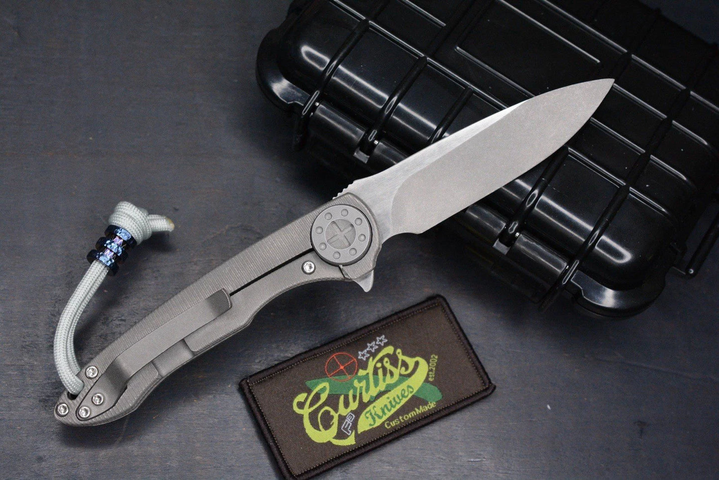 BNIB Curtiss Custom Retro Cruze Ti Handle Flipper M390 Blade w/ Timascus Bead
