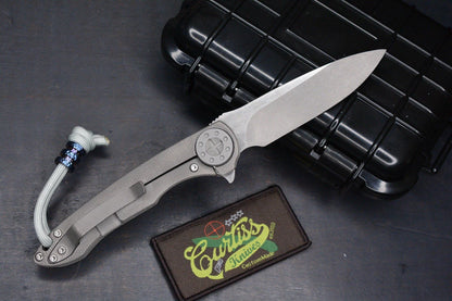 BNIB Curtiss Custom Retro Cruze Ti Handle Flipper M390 Blade w/ Timascus Bead