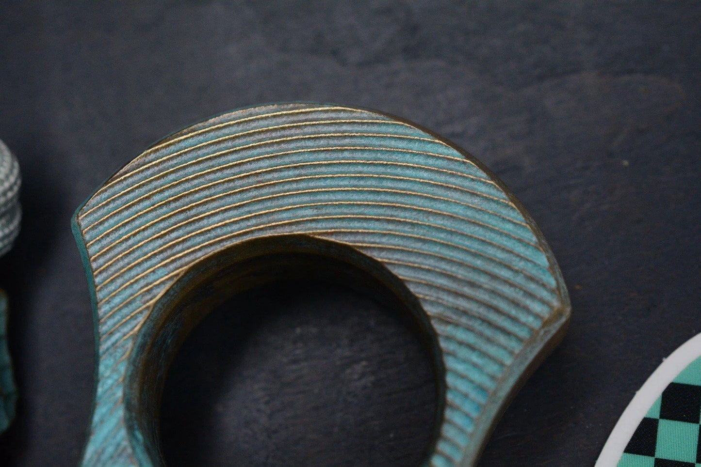 NEW Wkrmn Design Bonehead “Dead Eye” Turquoise Patina Brass w/ Matching Bead