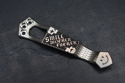 RARE Steel Flame x Ti2 Design 3-Hole Smile Mother F’er Clip Polished - Black