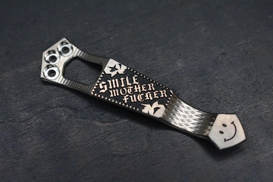 RARE Steel Flame x Ti2 Design 3-Hole Smile Mother F’er Clip Polished - Black