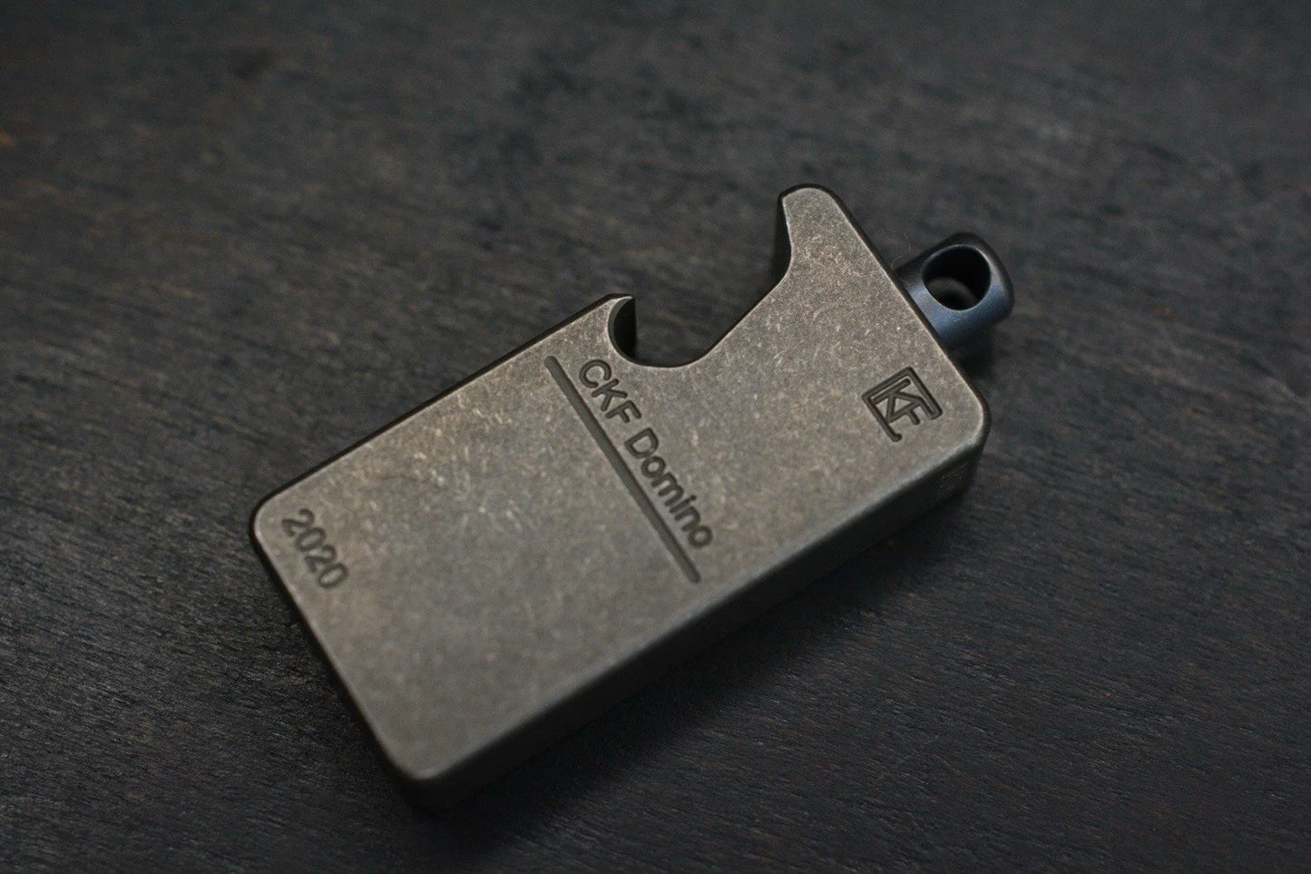 NEW Custom Knife Factory “Domino” Bottle Opener Keychain Black Stonewash Ti