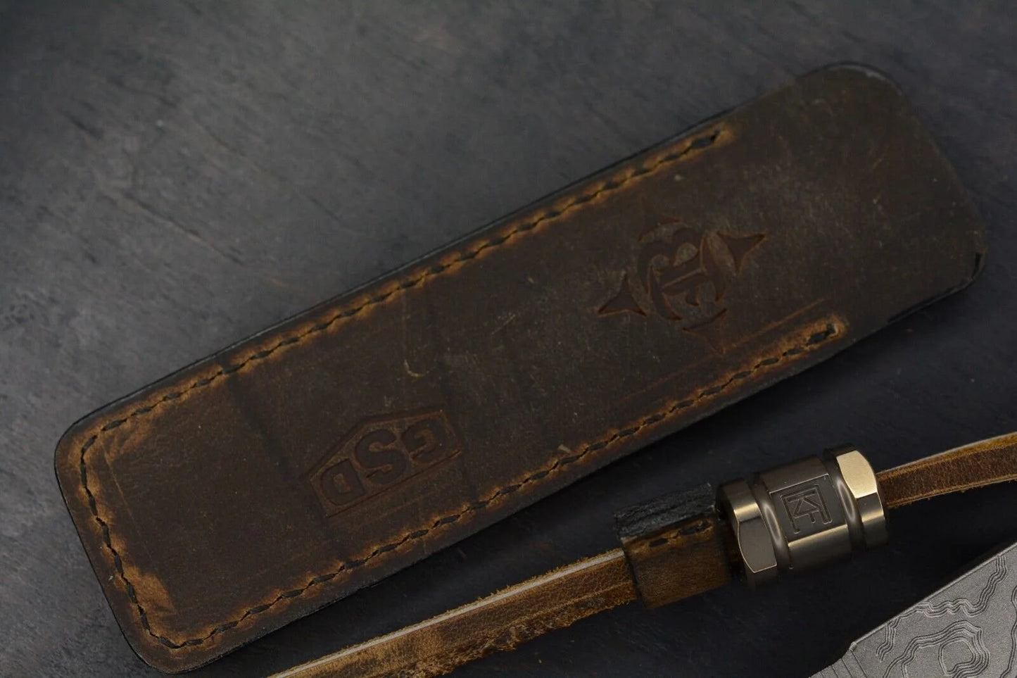 NEW Triple Aught x Efros Engraved Topo Pry Bar w/ CKF Bead & Leather Sheath