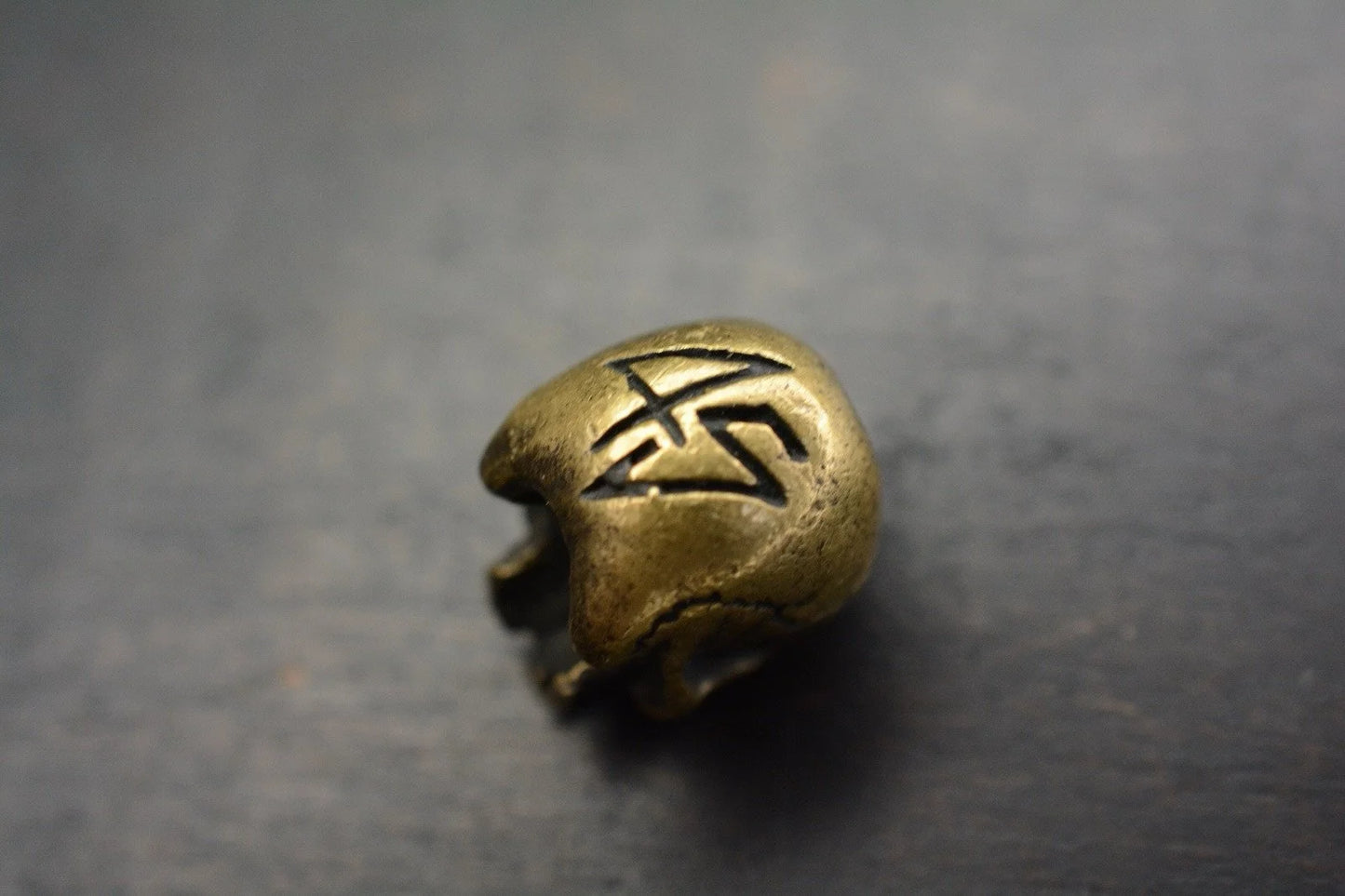 Super Rare 4t5 Design Vintage Brass Bullet To The Head Skull Bead