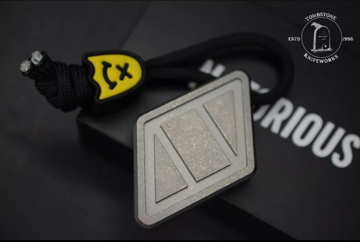 Notorious EDC NFG Worry Stone Stonewashed Titanium V2 w/ Wkrmn Yellow Ghost Bead