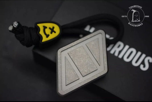 Notorious EDC NFG Worry Stone Stonewashed Titanium V2 w/ Wkrmn Yellow Ghost Bead