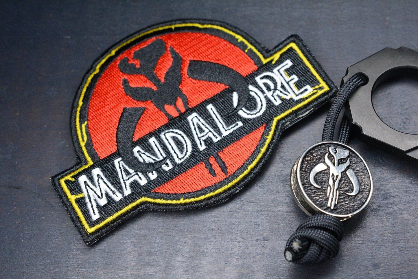 RARE Pharaoh EDC Anubis Ed Black DLC Bottle Opener w/ Mandalorian Bead & Patch