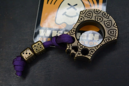 NEW Wkrmn Design Bonehead “Chaos” Brass Paperweight w/ Custom Brass Dice Beads