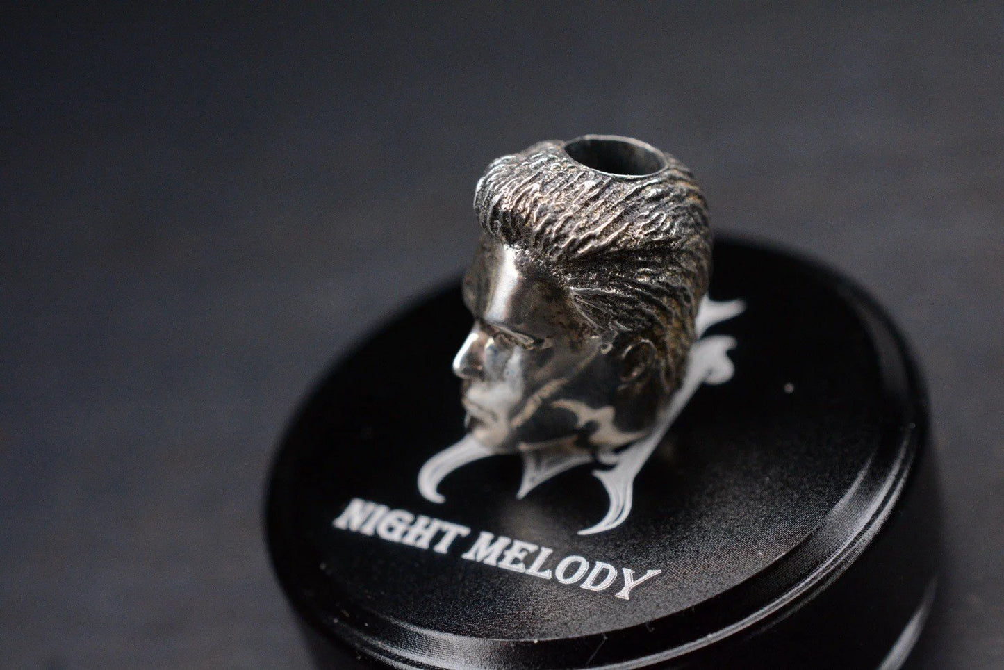 Custom Terminator T800 Sterling Silver Bead w/ Red Eye Insert Re Scoopy Loops