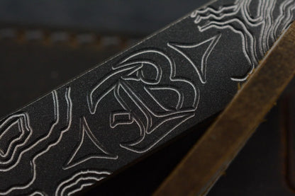 NEW Triple Aught x Efros Engraved Topo Pry Bar w/ CKF Bead & Leather Sheath