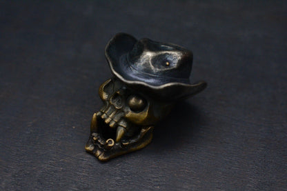 NEW Custom Knife Factory Merzost Articulating Cowboy Skull Patina Bronze Bead