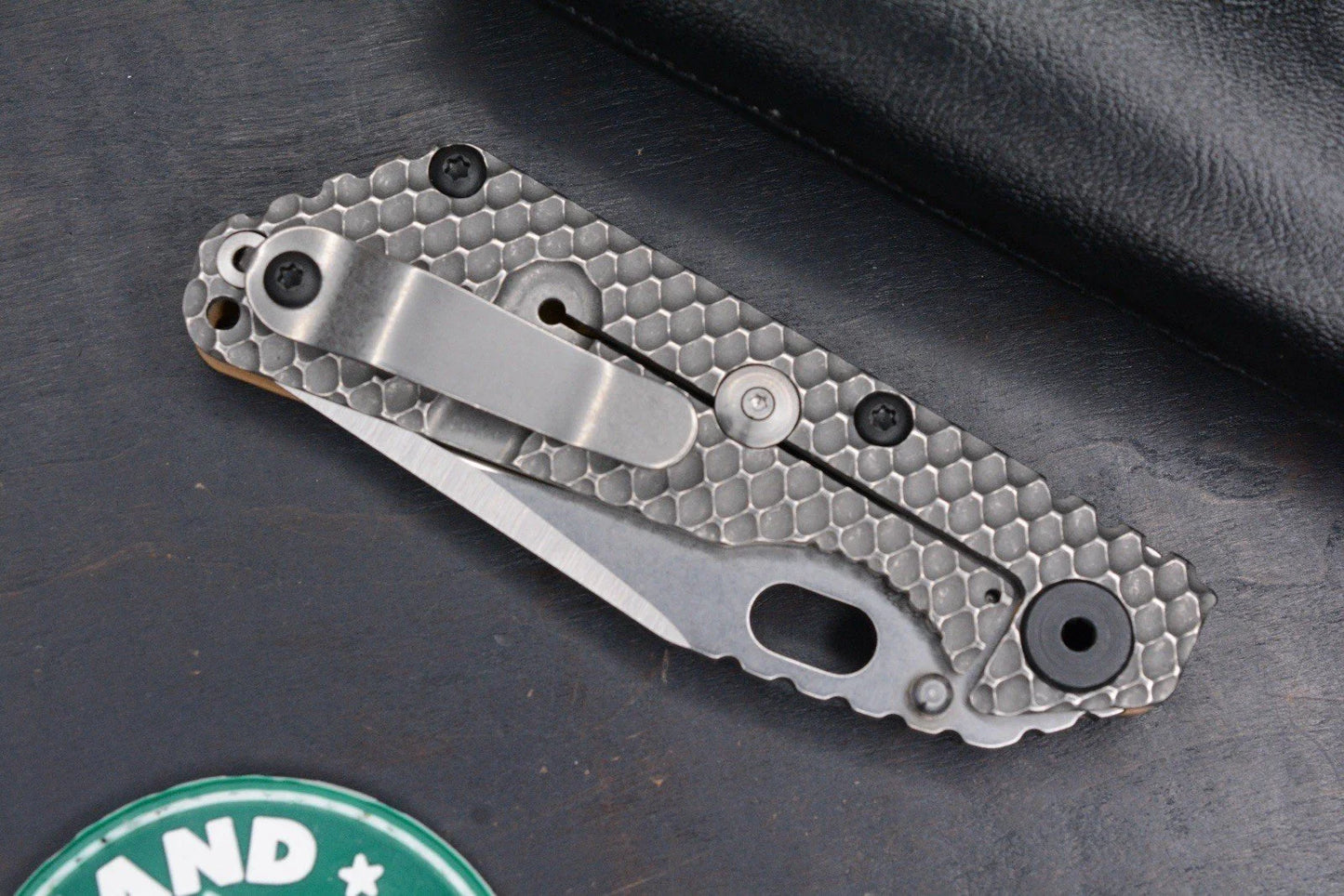 RARE Strider Custom Knives SNG DGG Coyote Tan Bowie w/ Leather Pouch & Patch