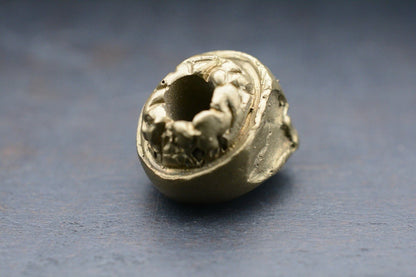 RARE Obsidian Design Brained Cranium Skull Bead Brass / Bronze