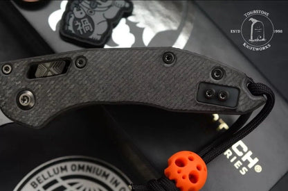 NEW Microtech Stitch-Manual Folder Shadow CF w/ Playge Patch & Bead