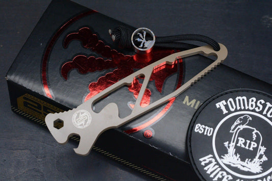 RARE Microtech Socom Skeleton Coyote Tan Bottle Opener w/ Claw Bead & Patch