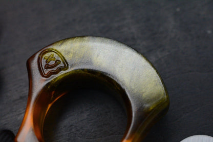NEW Wkrmn Bonehead Resin Cast Orange/ Black Bottle Opener w/ Wkrmn Skull Bead