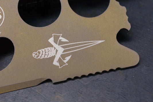 VINTAGE Microtech Assailant Card - Tan Ti 11/2014 w/ Wallet & Patch 3.4”x2.1”
