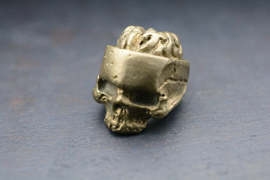 RARE Obsidian Design Brained Cranium Skull Bead Brass / Bronze