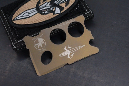 VINTAGE Microtech Assailant Card - Tan Ti 11/2014 w/ Wallet & Patch 3.4”x2.1”