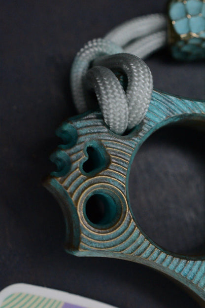 NEW Wkrmn Design Bonehead “Dead Eye” Turquoise Patina Brass w/ Matching Bead