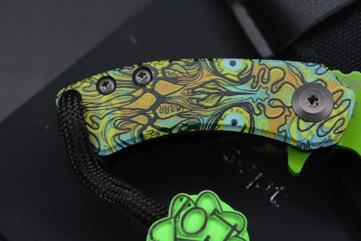 Koch x Kanscept Mini Korvid G10 Undead Green Blade w/Koch St. Paddy Patch & Bead