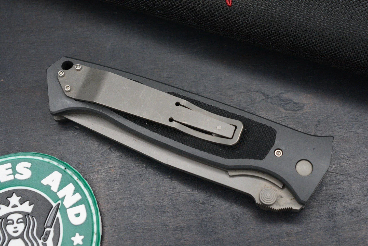 VINTAGE RARE Microtech x Vallotton Chameleon D/A SN 742- 05/1996 w/Pouch & Patch