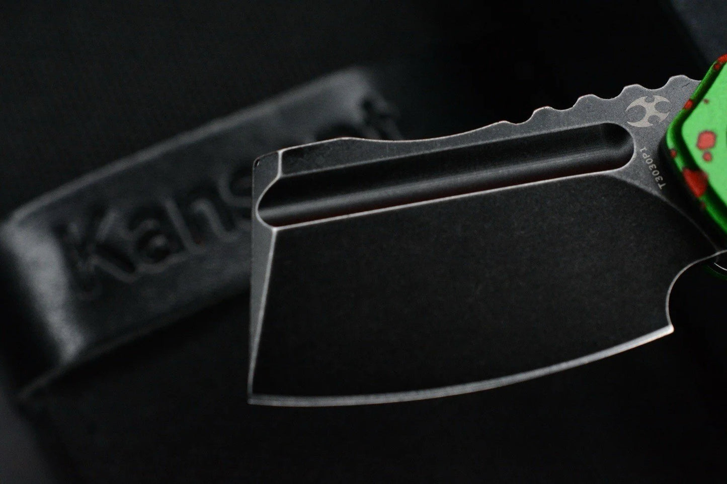 NEW Kanscept x Koch Mini Korvid Zombie Green Anodized Black Blade Flipper