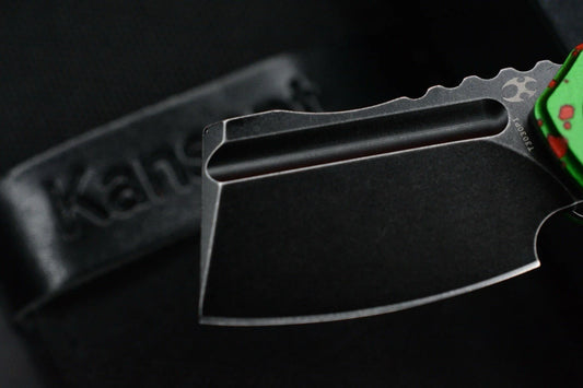 NEW Kanscept x Koch Mini Korvid Zombie Green Anodized Black Blade Flipper