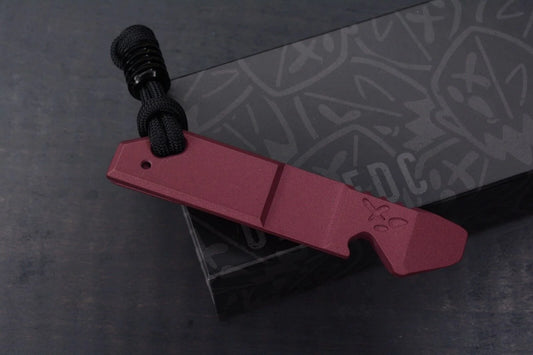 NEW OEGEDC GoodLuck Pry Bottle Opener Cranberry Frost w/ Black Monkey Man Bead