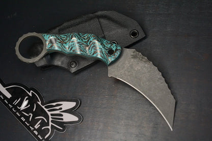 NEW Half Face Karambito Carbon w/ Teal Resin Texture Grip Terminal List  1/1