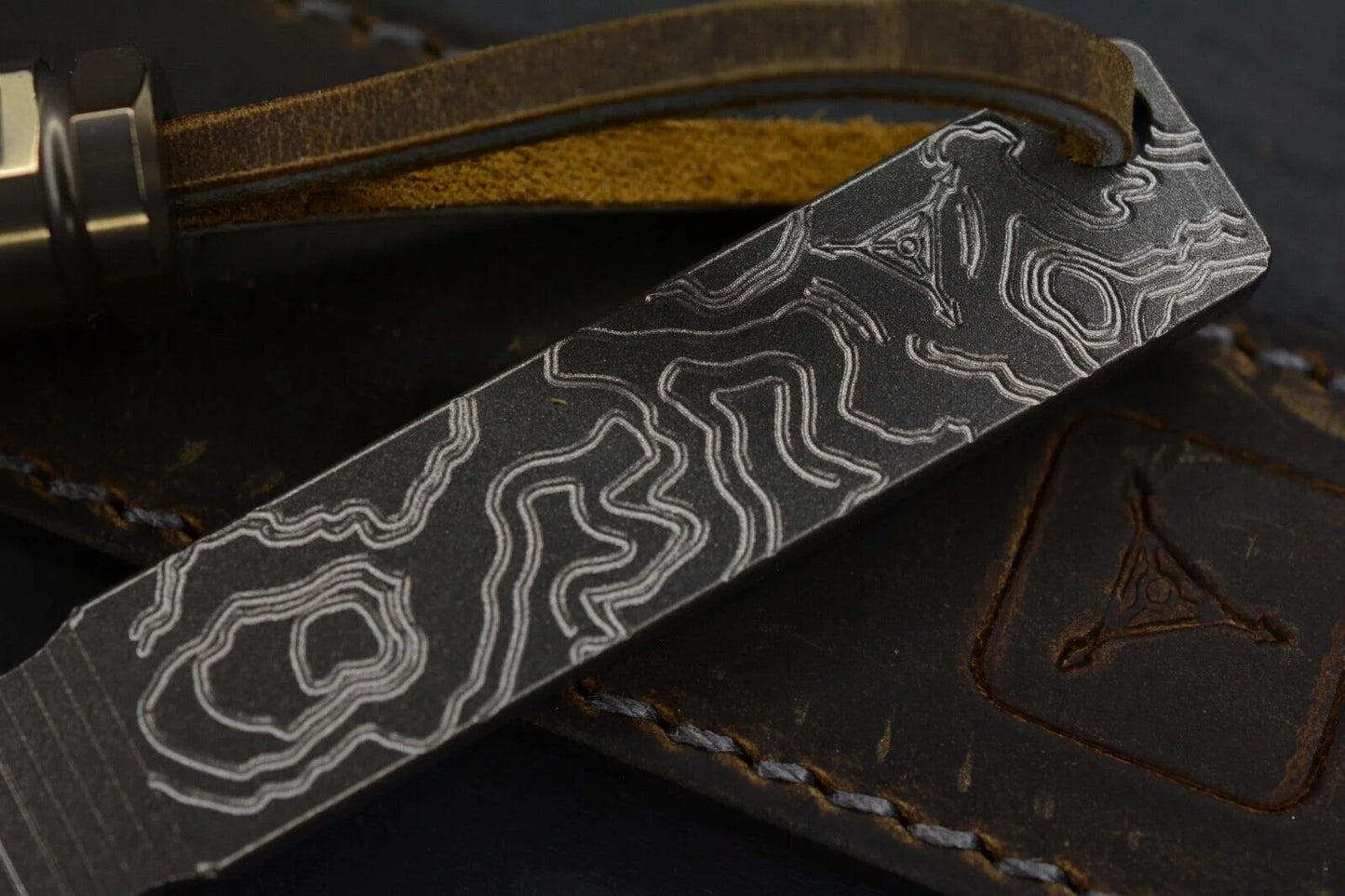 NEW Triple Aught x Efros Engraved Topo Pry Bar w/ CKF Bead & Leather Sheath