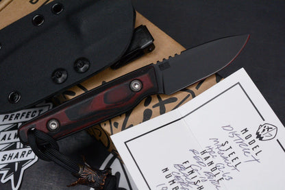 NEW OEGEDC District Fixie Red Burl G-10 Handle - Magnacut Blade w/ Spawn Bead