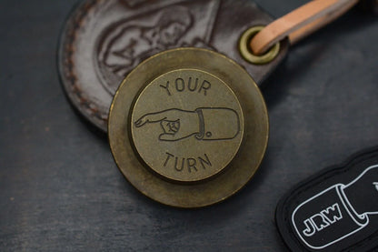 NEW JRW Judge Brass Bottle Opener & Decision Maker w/ JRW Sheath & Patches