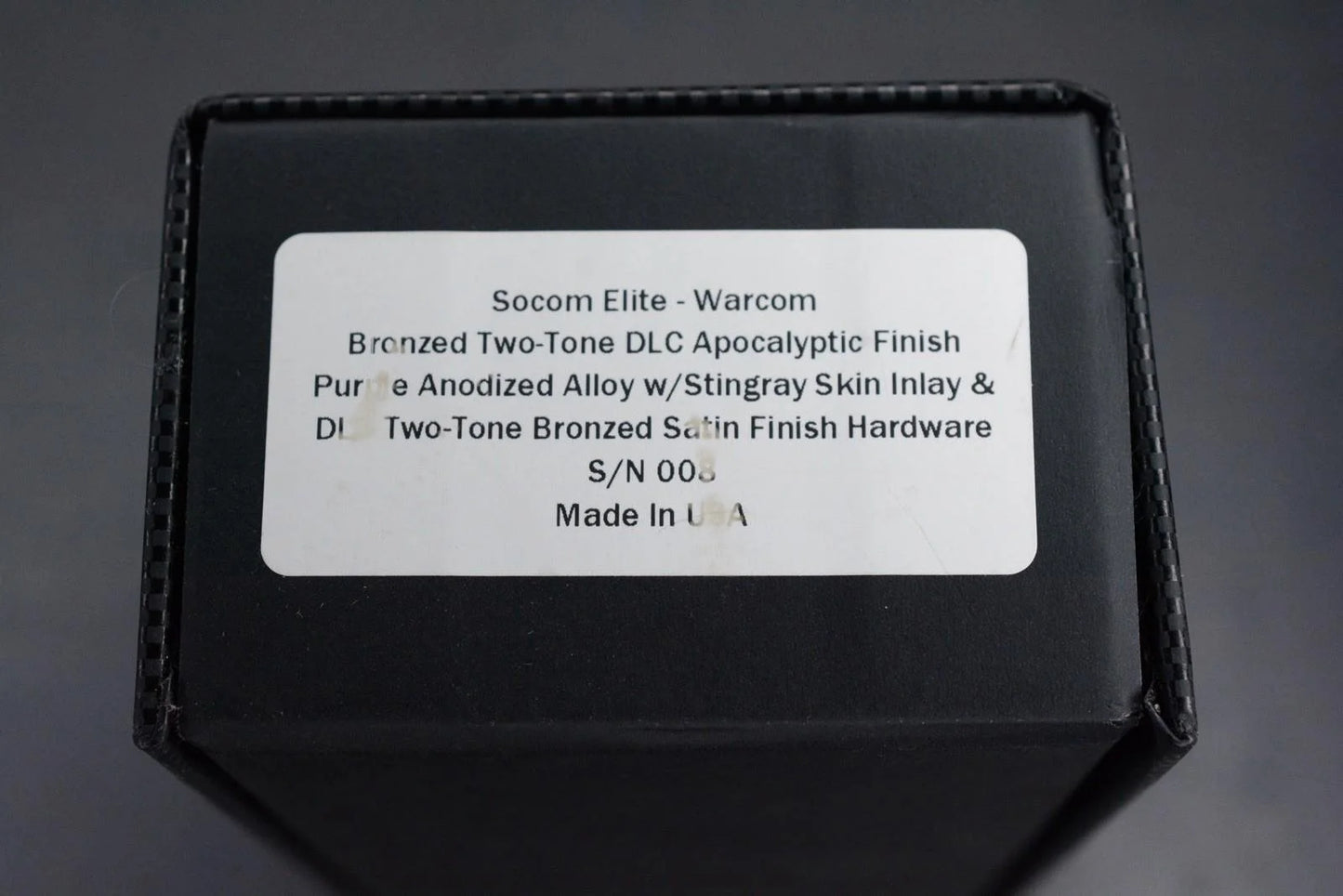 CUSTOM Marfione Socom Elite Warcom 204P Hand Ground Purple Ano / Stingray Inlay