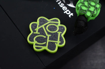 Koch x Kanscept Mini Korvid G10 Undead Green Blade w/Koch St. Paddy Patch & Bead