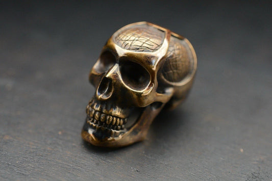 Rare Royal Creations Finest Segmented Full Skull Brass 100% Handmade USA 5/8”