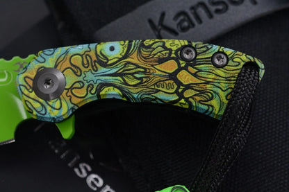 Koch x Kanscept Mini Korvid G10 Undead Green Blade w/Koch St. Paddy Patch & Bead