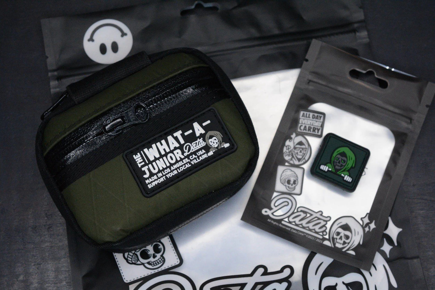 NEW Data Crew What-a-Junior VX Army Green Pouch w/ Reaper Ranger Eye Patch