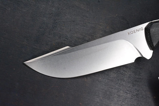 RARE Koenig Helos Fixed Blade Harpoon Magnacut Black Micarta w/ Homage Frankart