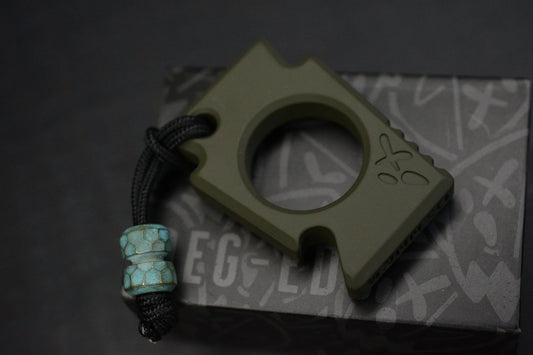 NEW OEGEDC Keystone V2 Bottle Opener OD GREEN w/ Custom Barbell Bead