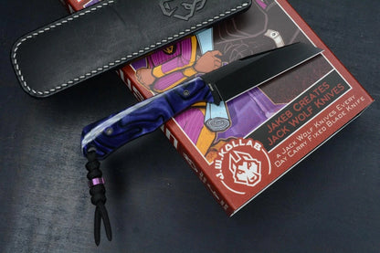 NEW Jack Wolf Knives Collusion - Kirinite Purple CF / Satin DLC S90V w/ Sheath