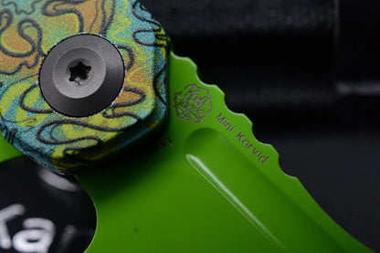 Koch x Kanscept Mini Korvid Undead G10 Green Blade w/ Koch Shamrock Bead & Patch