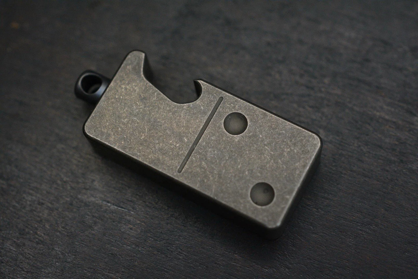 NEW Custom Knife Factory “Domino” Bottle Opener Keychain Black Stonewash Ti