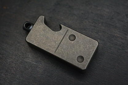 NEW Custom Knife Factory “Domino” Bottle Opener Keychain Black Stonewash Ti