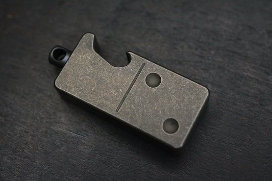 NEW Custom Knife Factory “Domino” Bottle Opener Keychain Black Stonewash Ti