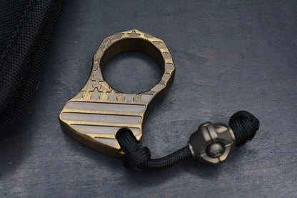 RARE American Flag Accomplice Brass Engraved w/ Copperhead Metal Works Bead