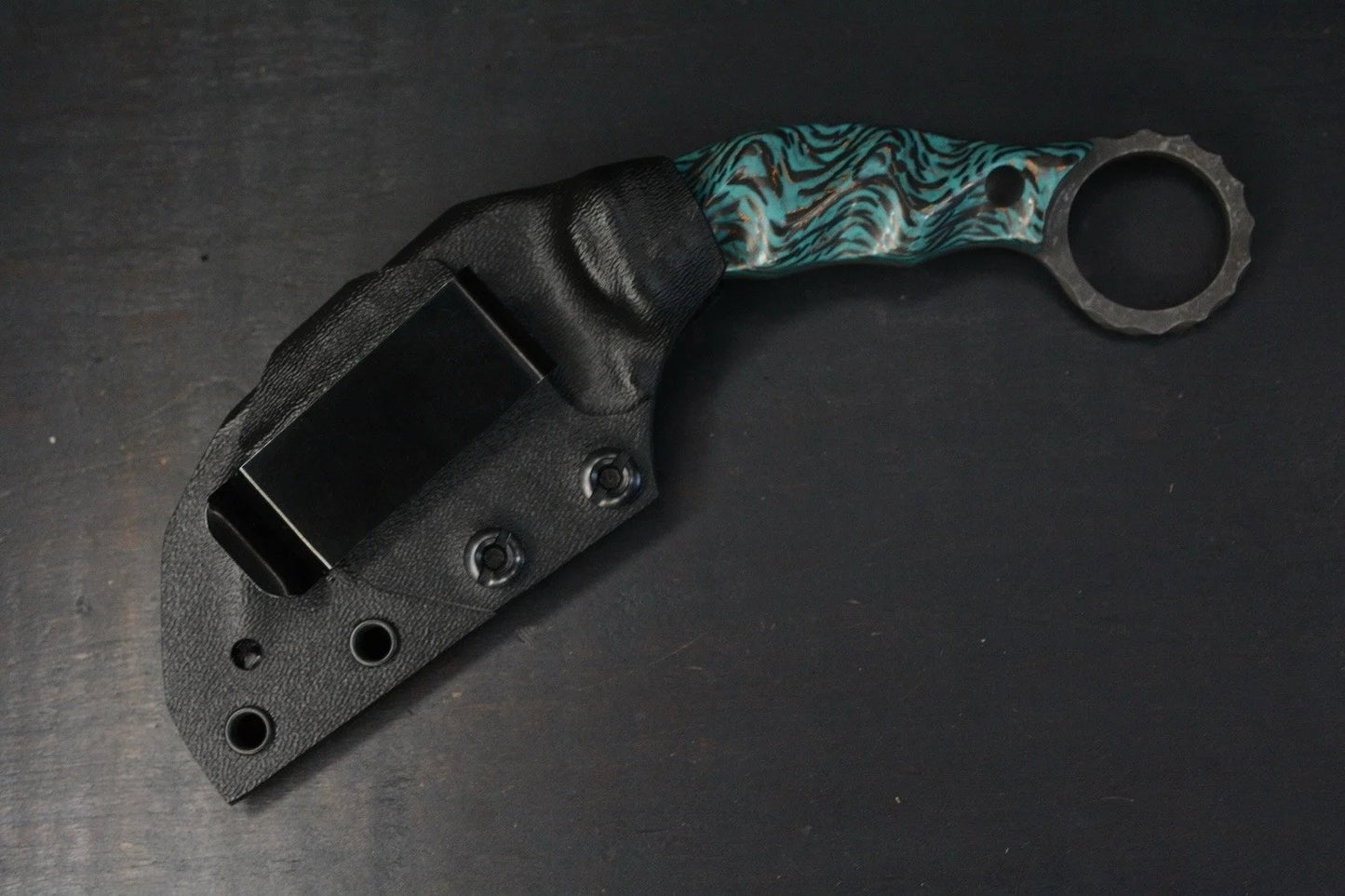 NEW Half Face Karambito Carbon w/ Teal Resin Texture Grip Terminal List  1/1