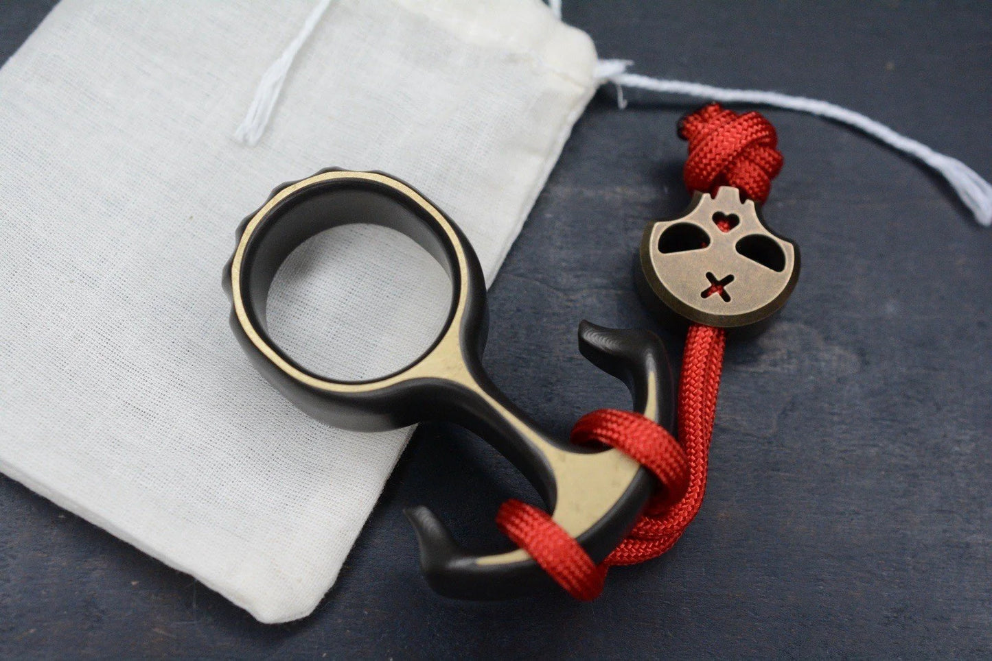 RARE Delicious Fist Drop Anchor Dark Brass Scratch Sanded B.O w/Necromancer Bead