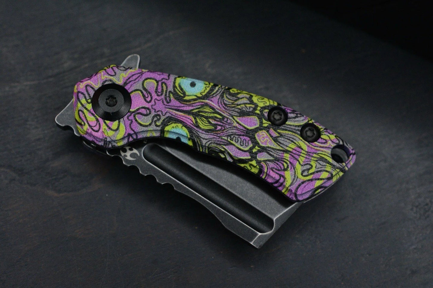 NEW Kanscept x Koch Mini Korvid Undead G-10 Black Blade Purple Handle